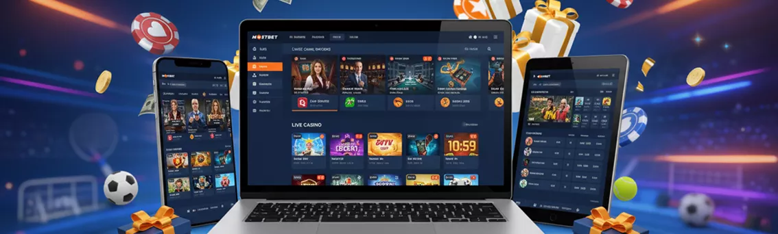 Mostbet | Webové stránky Mostbet на notebooku s nabídkou her a sázek